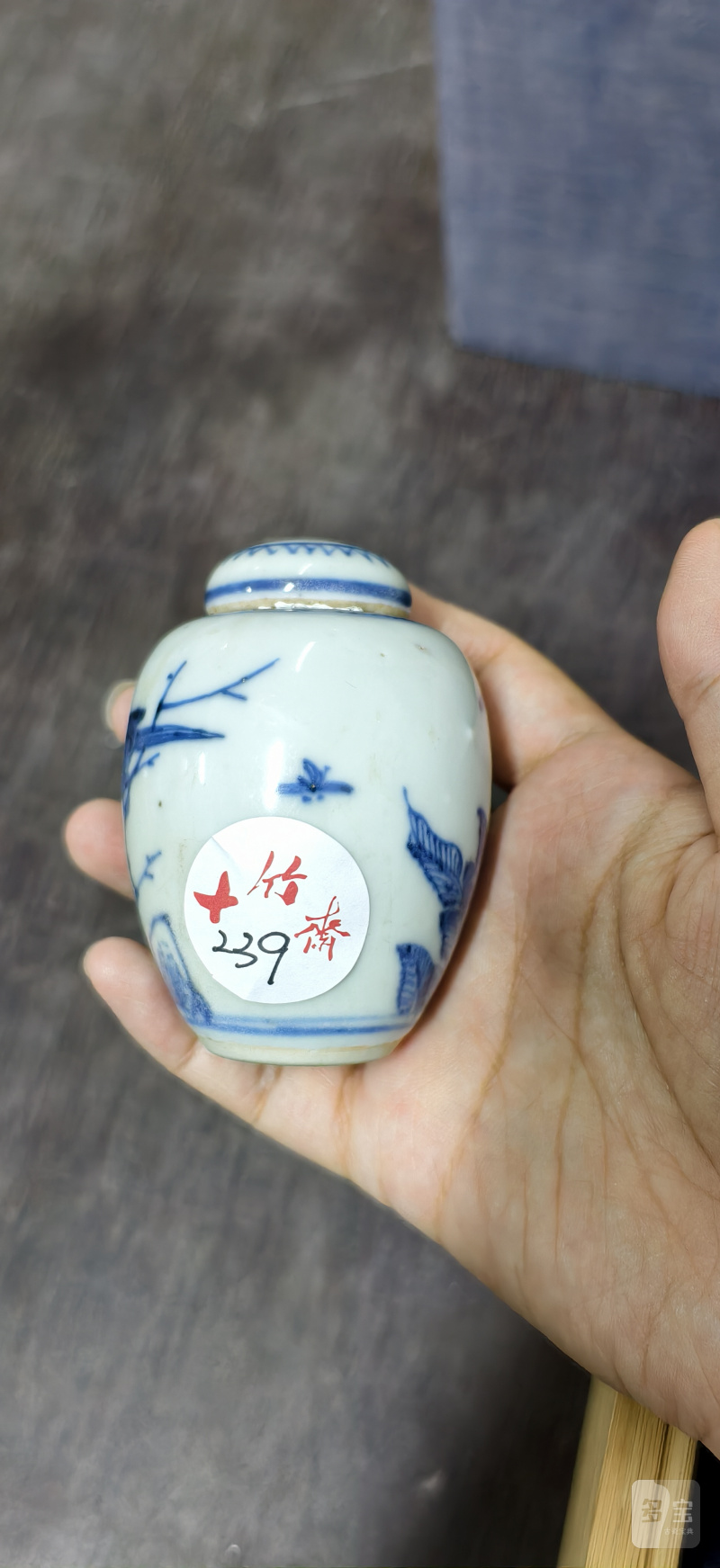 清 青花枯枝花鸟纹罐 - 图5